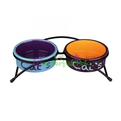 Trixie Eat on Feet Ceramic Bowls on Stand 2 x 300 ml / 12 cm (Colourful)