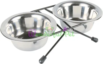 Trixie Eat on Feet Stainless Steel Bowls on Stand 2 x 200 ml 10 cm