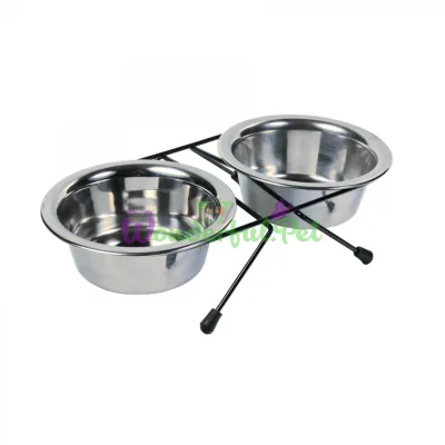 Trixie Eat on Feet Stainless Steel Bowls on Stand 2 x 450 ml 12 cm