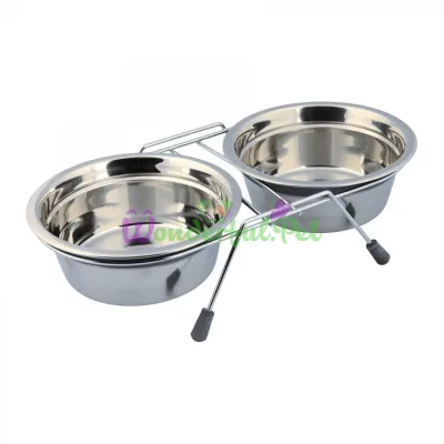 Миски металлические на подставке Trixie с шумовыми заглушками Eat on Feet 2 x 900 мл / 16 см