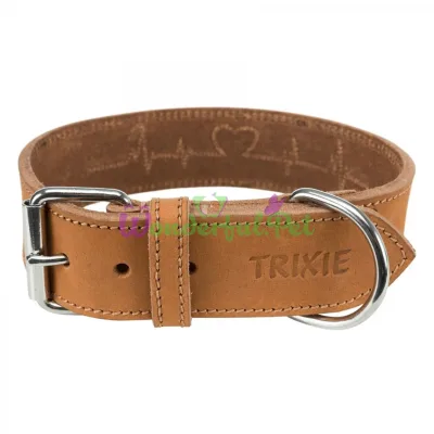 Ошейник Trixie кожаный Heartbeat L 47-55 см / 40 мм (коричневый)