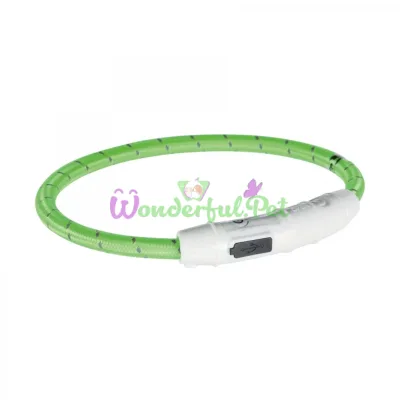 Trixie Polyurethane Light-up Collar USB Flash L-XL 65 cm / 7 mm (Green)