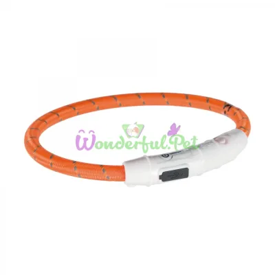 Trixie Polyurethane Glow USB Flash Dog Collar M-L 45 cm / 7 mm (Orange)