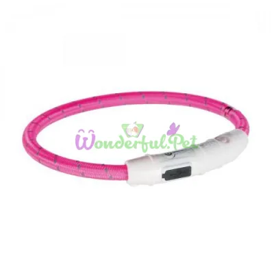 Ошейник Trixie полиуретановый светящийся USB Flash XS-S 35 cм / 7 мм (розовий)