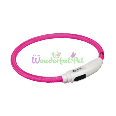 Ошейник для кошек Trixie полиуретановый светящийся USB Flash 35 cм / 7 мм (розовый)