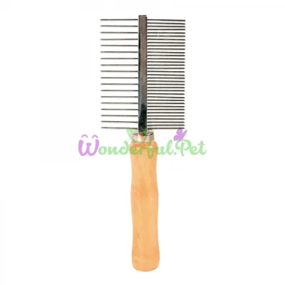 Trixie Double-Sided Comb with Wooden Handle, 17 cm