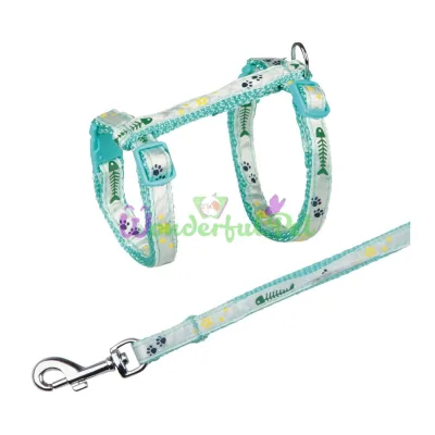 Trixie Kitten Harness with Leash, Fish Print, Nylon (Assorted Colors)