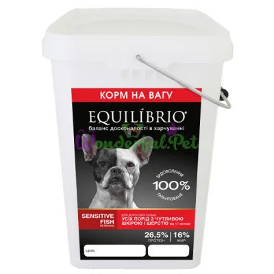 Equilibrio Dog С РЫБОЙ ДЛЯ СОБАК СКЛОННЫХ К АЛЛЕРГИИ сухой корм для собак всех пород 4 кг
