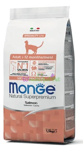 MONGE CAT Adult Salmon Dry Food 5 kg Bucket
