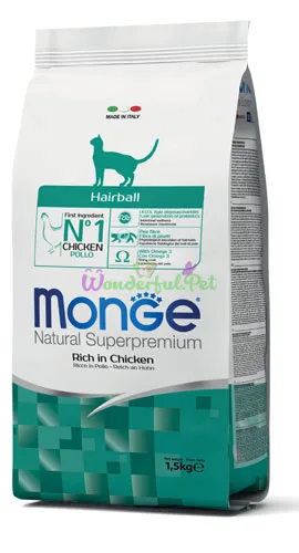 MONGE CAT Hairball Chicken Dry Food 5 kg Bucket