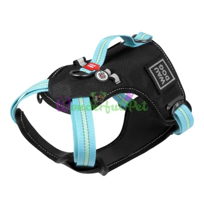 WAUDOG Nylon Harness with QR Passport S 20mm Chest 55-65cm Neck 35-60cm Blue