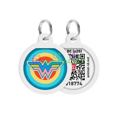 Адресник WAUDOG Smart ID с QR паспортом, премиум, рисунок Чудо-женщина 1 25 мм Разноцветный