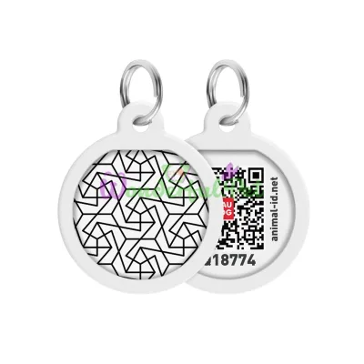 Адресник WAUDOG Smart ID с QR паспортом, премиум, рисунок Геометрия 25 мм Разноцветный