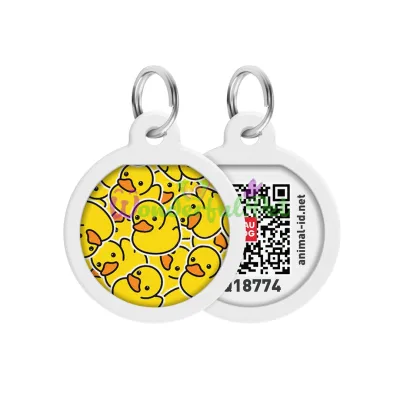 Адресник WAUDOG Smart ID с QR паспортом, премиум, рисунок Уточки 25 мм Разноцветный