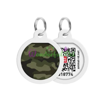 Адресник WAUDOG Smart ID с QR паспортом, премиум, рисунок Камо зеленый 25 мм Разноцветный