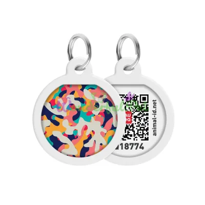 Адресник WAUDOG Smart ID с QR паспортом, премиум, рисунок Камо разноцветный 25 мм Разноцветный