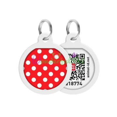 Адресник WAUDOG Smart ID с QR паспортом, премиум, рисунок Горох 25 мм Разноцветный