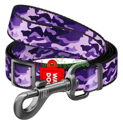 Поводок WAUDOG Nylon, регулируемый, рисунок Фиолетовый камо 15 мм 152-183 см нейлон Разноцветный