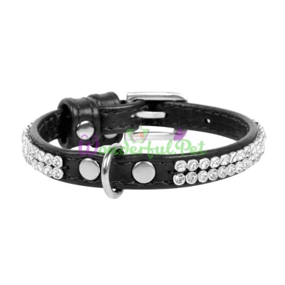 Ошейник WAUDOG Glamour Полотно стразы XS 12 мм 21-29 см кожа Черный