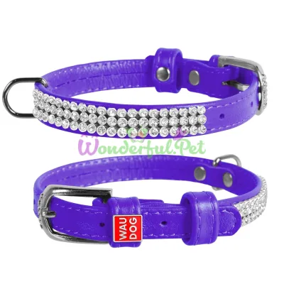 Ошейник WAUDOG Glamour Полотно стразы XS 12 мм 21-29 см кожа Фиолетовый