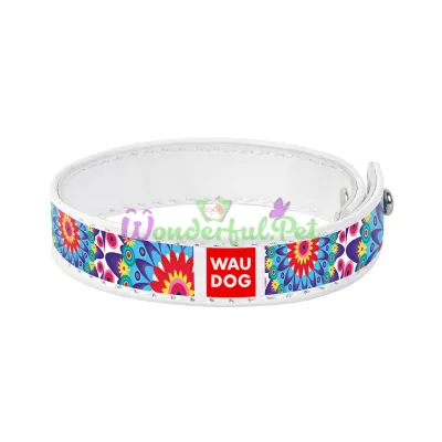 Браслет WAUDOG Design, рисунок Цветы 15 мм 21-23см кожа Белый