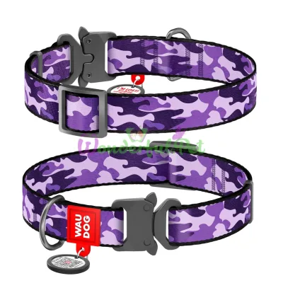ΠΡΠ΅ΠΉΠ½ΠΈΠΊ WAUDOG Nylon Ρ QR ΠΏΠ°ΡΠΏΠΎΡΡΠΎΠΌ, ΡΠΈΡΡΠ½ΠΎΠΊ Π€ΠΈΠΎΠ»Π΅ΡΠΎΠ²ΡΠΉ ΠΊΠ°ΠΌΠΎ, ΠΌΠ΅ΡΠ°Π»Π»ΠΈΡΠ΅ΡΠΊΠ°Ρ ΠΏΡΡΠΆΠΊΠ°-ΡΠ°ΡΡΠ΅ΠΊΡ L 25 ΠΌΠΌ 35-58 ΡΠΌ ΠΠ΅ΠΉΠ»ΠΎΠ½ Π Π°Π·Π½ΠΎΡΠ²Π΅ΡΠ½ΡΠΉ