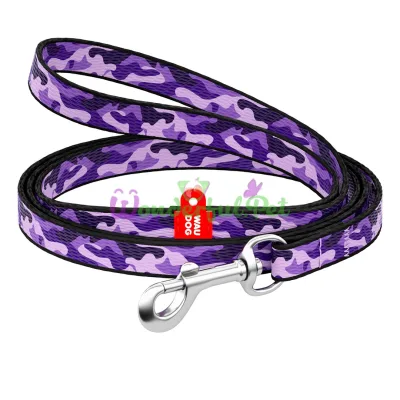 Поводок WAUDOG Nylon, рисунок Фиолетовый камо 10 мм x 122 см Нейлон Разноцветный