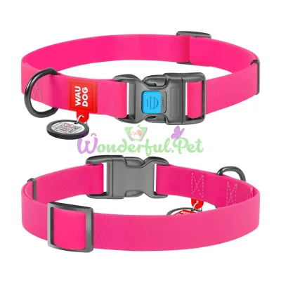 Ошейник WAUDOG Waterproof с QR паспортом, водостойкий, пластиковая пряжка-фастекс S 20 мм 24-40 см COLLARTEX розовый