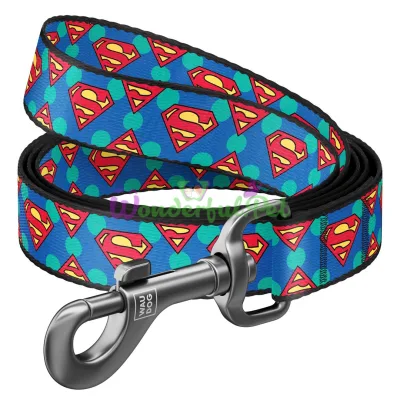 Поводок WAUDOG Nylon, рисунок Супермен Лого Разноцветный 20 мм x 122 см