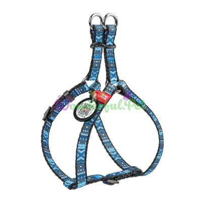 Шлея WAUDOG Nylon с QR паспортом, рисунок Этно синий 10 мм ОГ 28-40 см ОШ 28-40 см нейлон Разноцветный