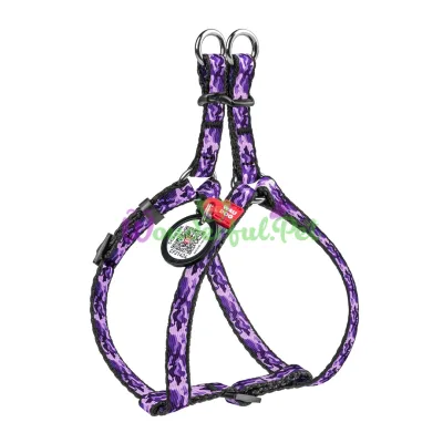Шлея WAUDOG Nylon с QR паспортом, рисунок Фиолетовый камо 10 мм ОГ 28-40 см ОШ 28-40 см нейлон Разноцветный