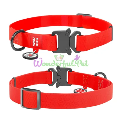 Ошейник WAUDOG Waterproof с QR паспортом S 20 мм 24-40 см COLLARTEX красный