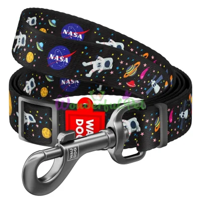 Поводок WAUDOG Nylon, регулируемый, рисунок NASA 25 мм 152-183 см нейлон Разноцветный