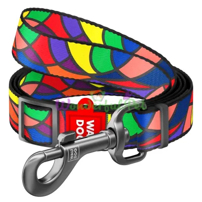 Поводок WAUDOG Nylon, регулируемый, рисунок Витраж 25 мм 152-183 см нейлон Разноцветный