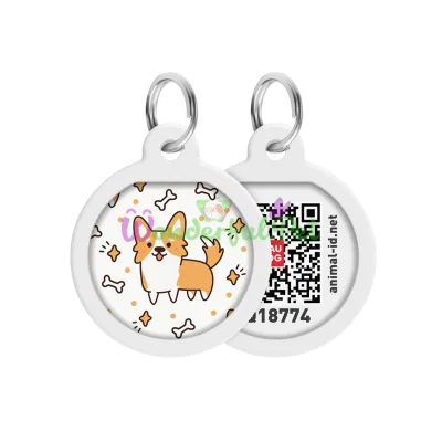 WAUDOG Smart ID Tag with QR Passport, Premium, Corgi Design 25 mm Multicolour