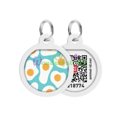 Адресник WAUDOG Smart ID с QR паспортом, премиум, рисунок Яичница 25 мм сталь Разноцветный