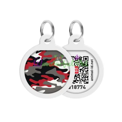 Адресник WAUDOG Smart ID с QR паспортом, премиум, рисунок Камо серый 25 мм Разноцветный