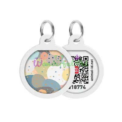 Адресник WAUDOG Smart ID с QR паспортом, премиум, рисунок Абстракция 25 мм Разноцветный