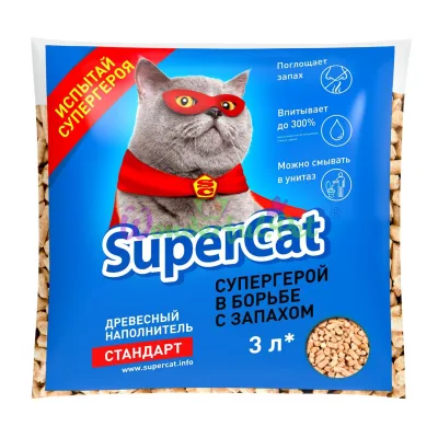 Наполнитель SuperCat СТАНДАРТ, древесный, 1 кг