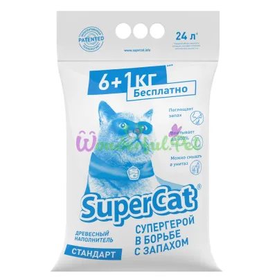 Наполнитель SuperCat СТАНДАРТ, древесный, 6+1 кг