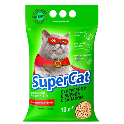 Наполнитель SuperCat С АРОМАТИЗАТОРОМ, древесный, 3 кг