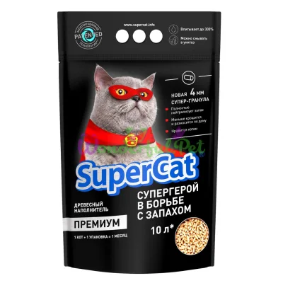 Наполнитель SuperCat ПРЕМИУМ, древесный, 3 кг