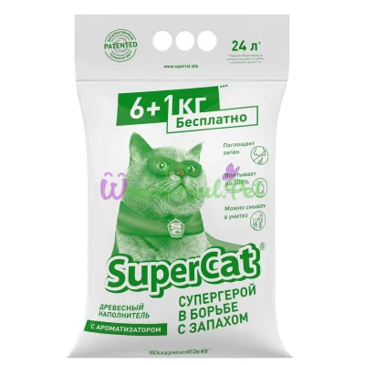 Наполнитель SuperCat С АРОМАТИЗАТОРОМ, древесный, 6+1 кг