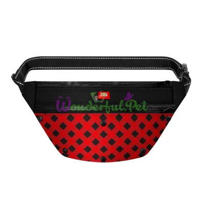 Поясная сумка-бананка WAUDOG Textile для корма и аксессуаров, рисунок Шотландка красная, размер 33*17*10 см