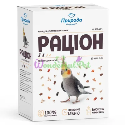 Корм для середніх папуг Природа Раціон 1,5 кг