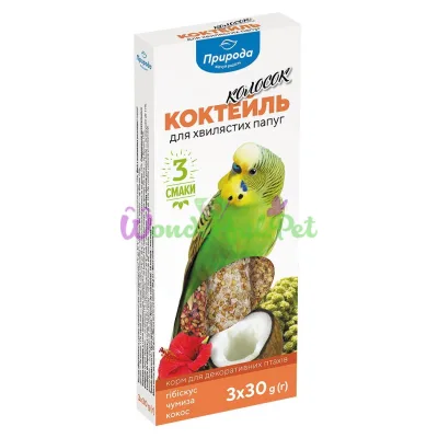 Pryroda Cocktail Spike for Budgies 90 g 3 pcs (Hibiscus, Foxtail, Coconut)
