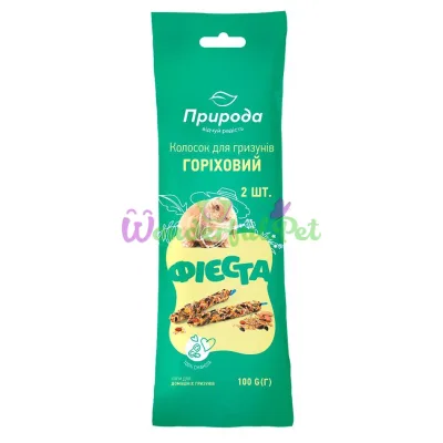 Ласощі для гризунів Природа Фієста Колосок 100 г 2 шт. (горіх)
