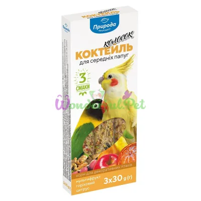 Priroda Cocktail Spike Treat for Medium Parrots 90 g, 3 pcs