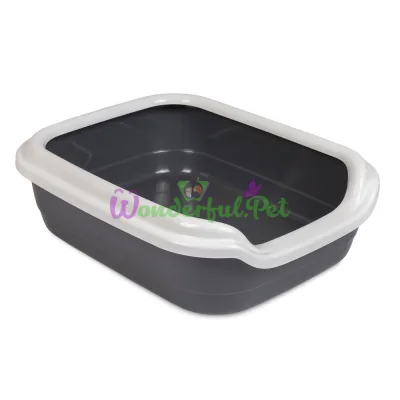 Priroda Comfort Cat Litter Box with Rim 39 x 49 x 15 cm (grey)