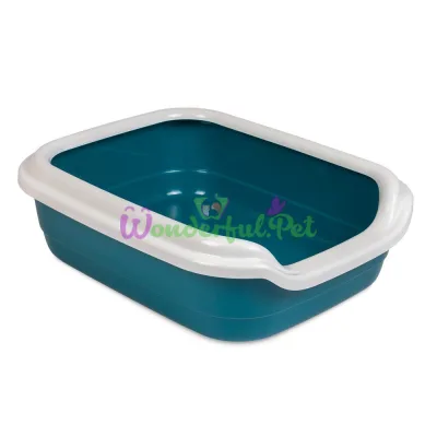 Туалет для котів Природа з бортиком Comfort 39 x 49 x 15 см (синій)